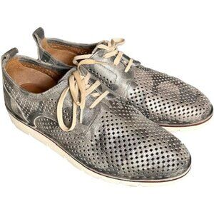 Trask Lena Camo Almond Toe Perforated Oxfords - Silver/Gray - 8